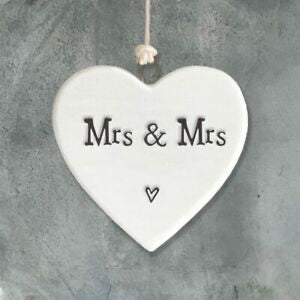 East of India Porcelain MINI Wedding Heart - Mrs & Mrs