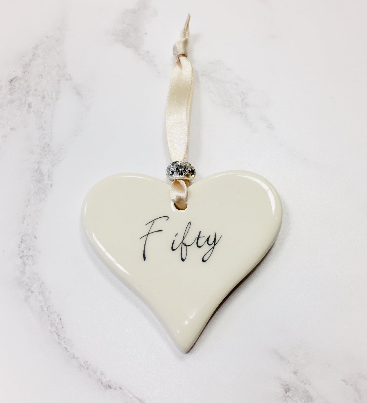Dimbleby Ceramics Sentiment Hanging Heart - Fifty
