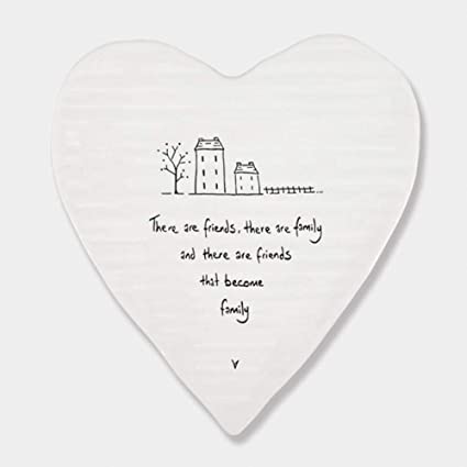 East of India Porcelain Heart Coaster -Friends Become Family