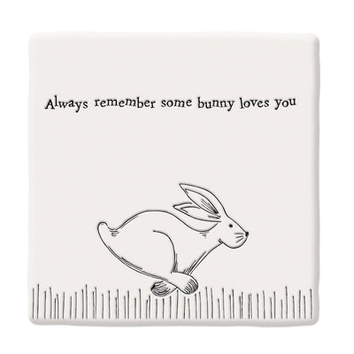 East of India Porcelain Square Coaster - Some Bunny Loves You