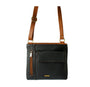 Nova Leathers Zip & Pocket Crossbody Handbag - Navy/Chestnut Tan (899S)