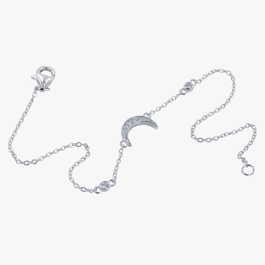 Reeves & Reeves Moon & Star Pave Sterling Silver Chain Bracelet