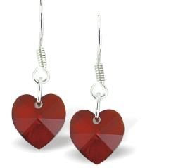 Byzantium Austrian Crystal Heart Drop Earrings -Siam Red