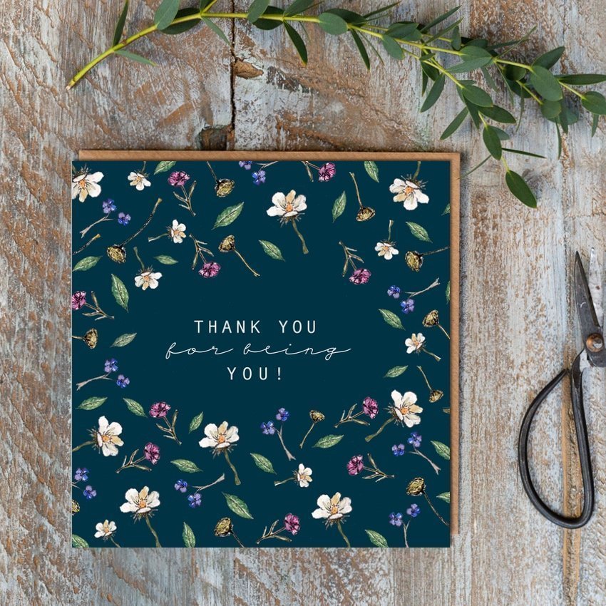 Toasted Crumpet Thank You for Being You Floral Blank Card