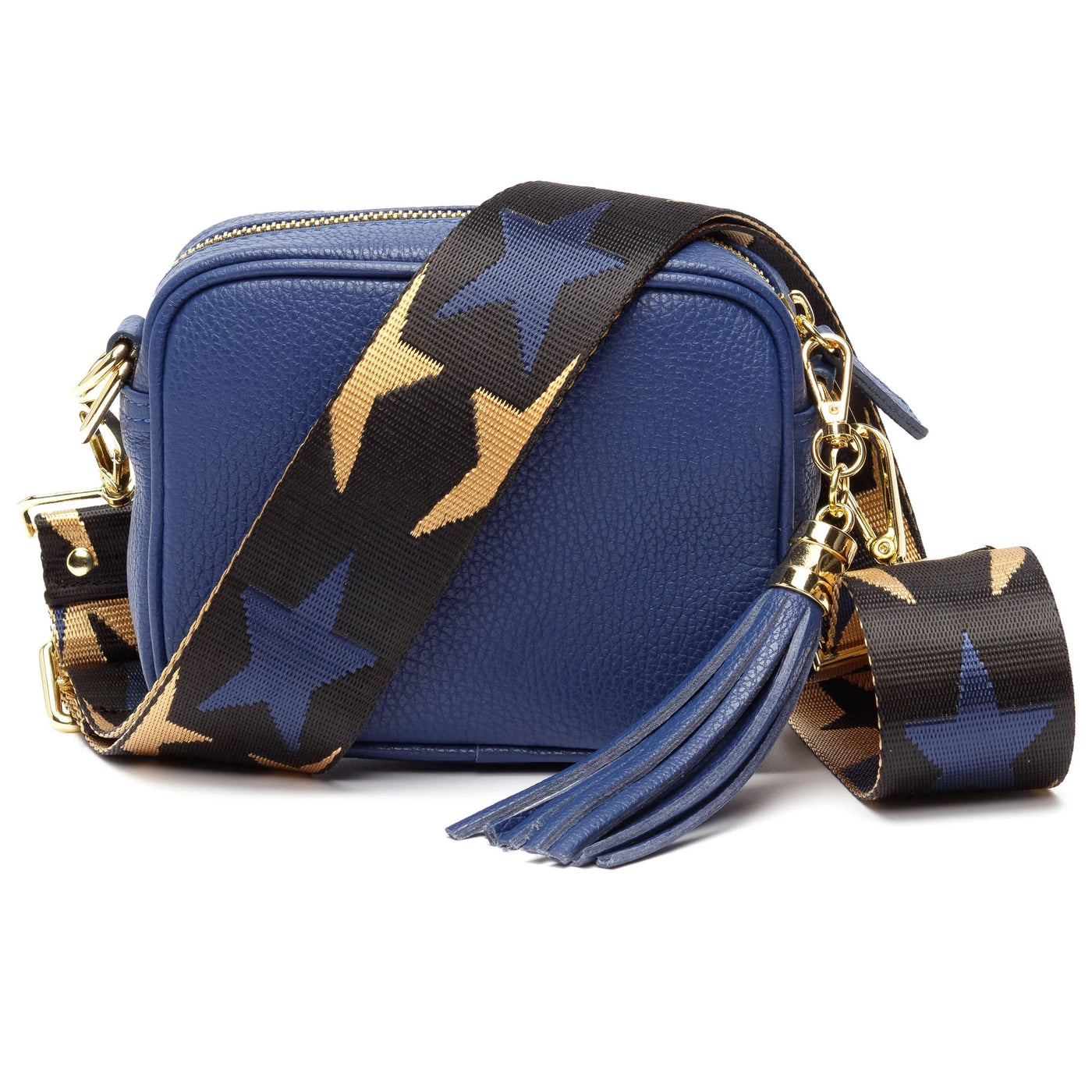 Elie Beaumont Designer Leather MINI Crossbody Bag - Denim Blue (GOLD Fittings)