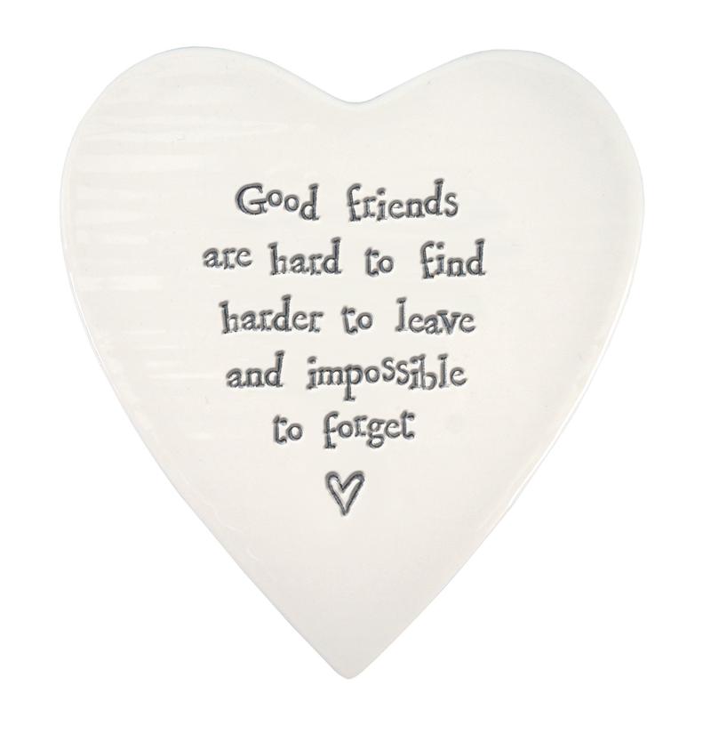 East of India Porcelain Heart Coaster - Good Friends