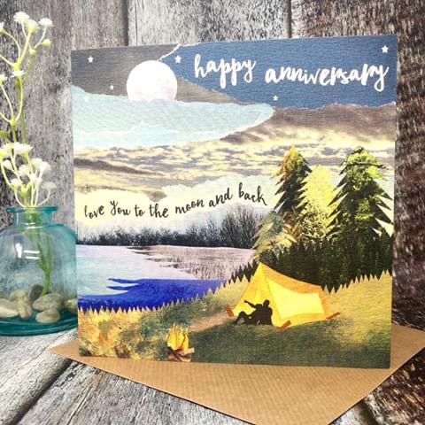 Flying Teaspoons Anniversary Love you to the Moon & Back Card