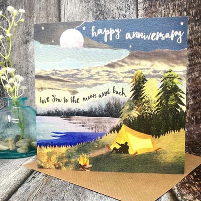 Flying Teaspoons Anniversary Love you to the Moon & Back Card