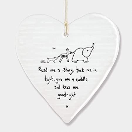 East of India Porcelain Wobbly Hanging Heart - Read me a Story