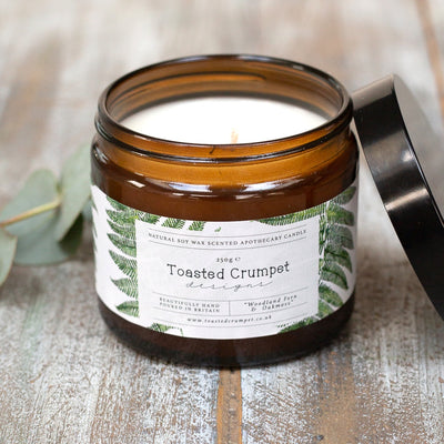 Toasted Crumpet Natural Soy Wax Scented Apothecary Candle - Woodland Fern & Oak Moss