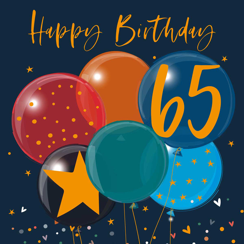 Belly Button 65th Birthday Balloons Card