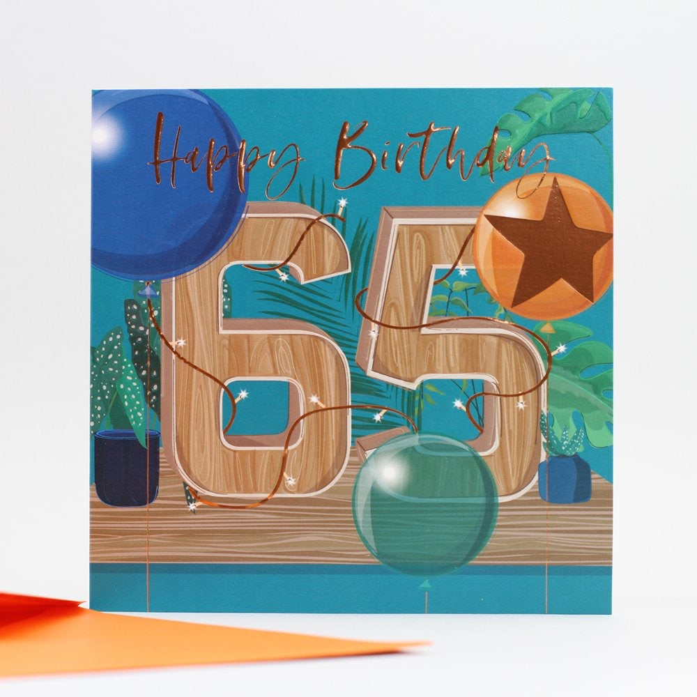 Belly Button 65th Birthday Balloons Card