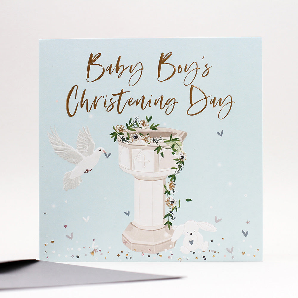 Belly Button Baby Boy's Christening Card