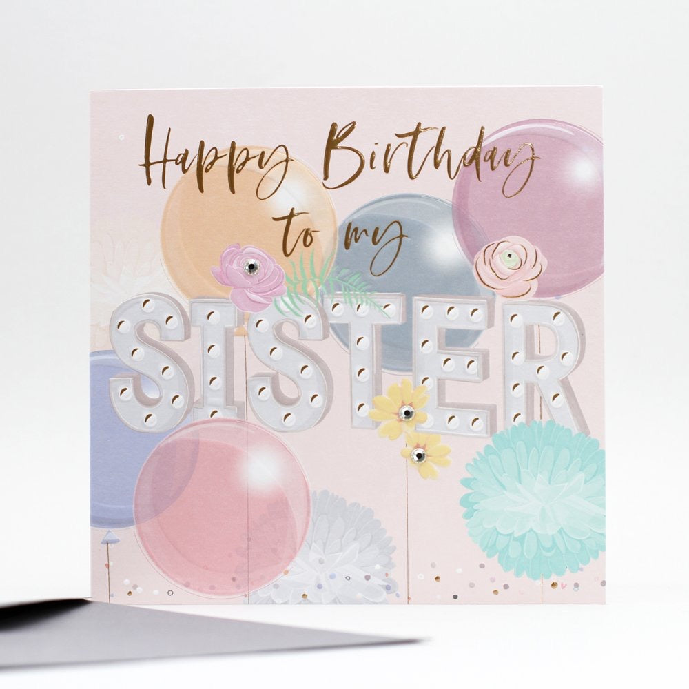 Belly Button Happy Birthday to My Sister Balloons Card