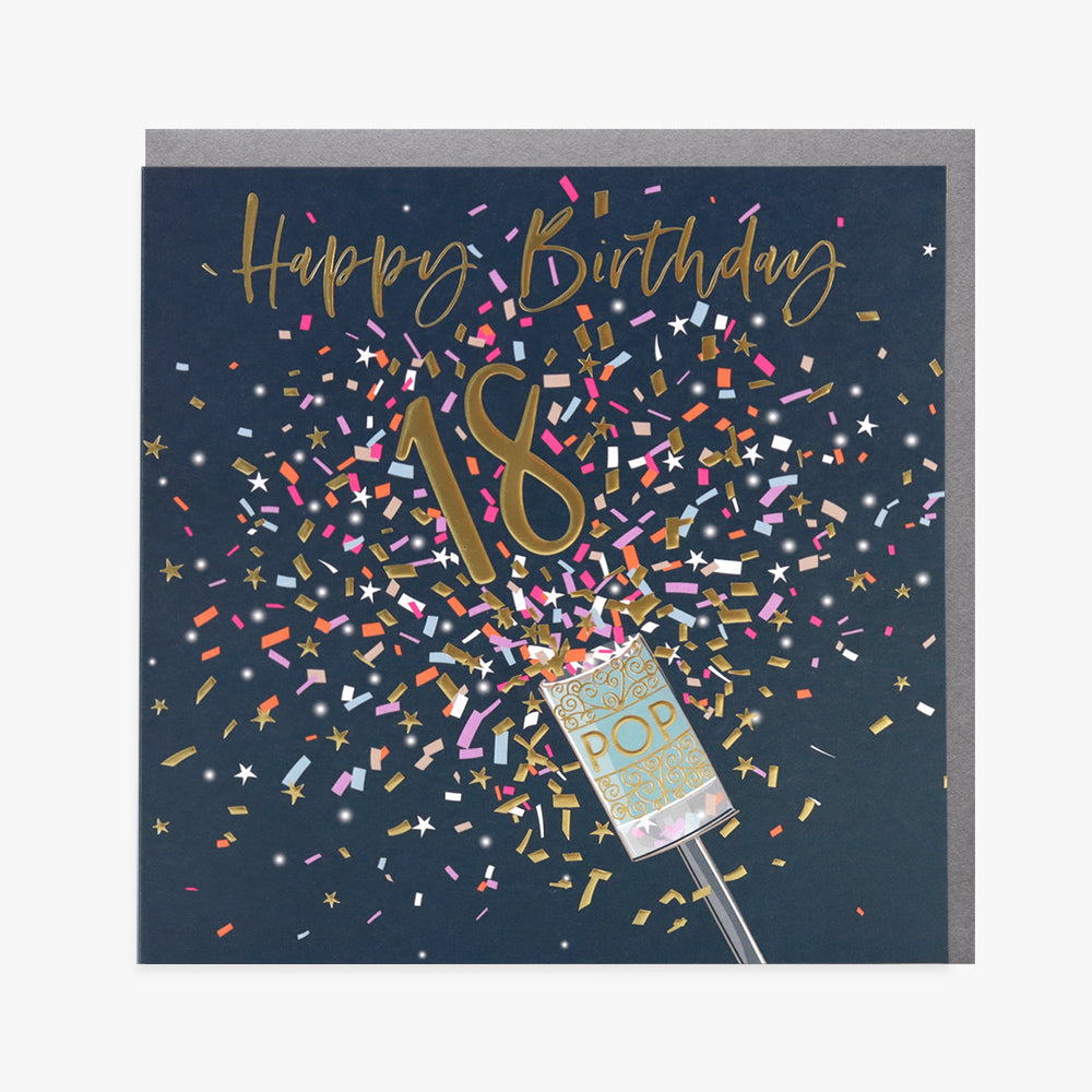 Belly Button 18th Birthday Navy Popper Card