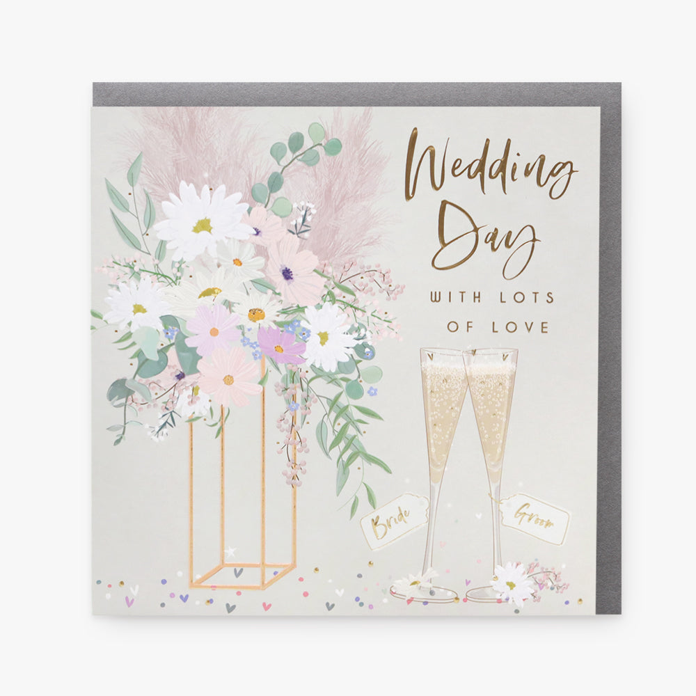 Belly Button Wedding Day Glasses &amp; Florals Card