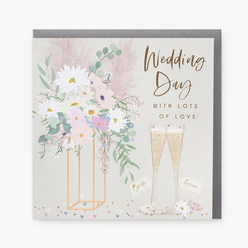 Belly Button Wedding Day Glasses & Florals Card