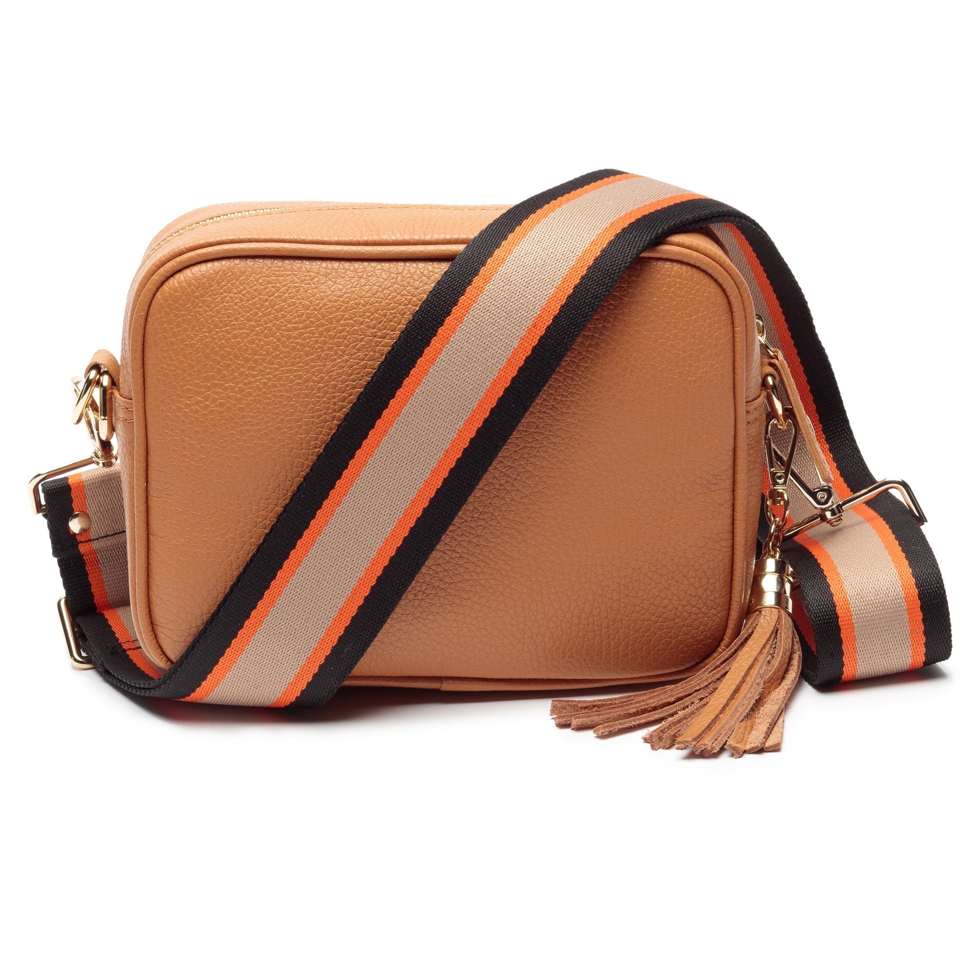 Elie Beaumont Designer ORANGE BLACK STRIPE Adjustable Crossbody Bag Strap