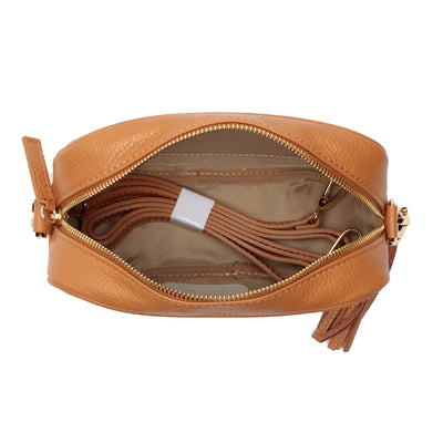Elie Beaumont Designer Leather Crossbody Bag - Tan (GOLD Fittings)
