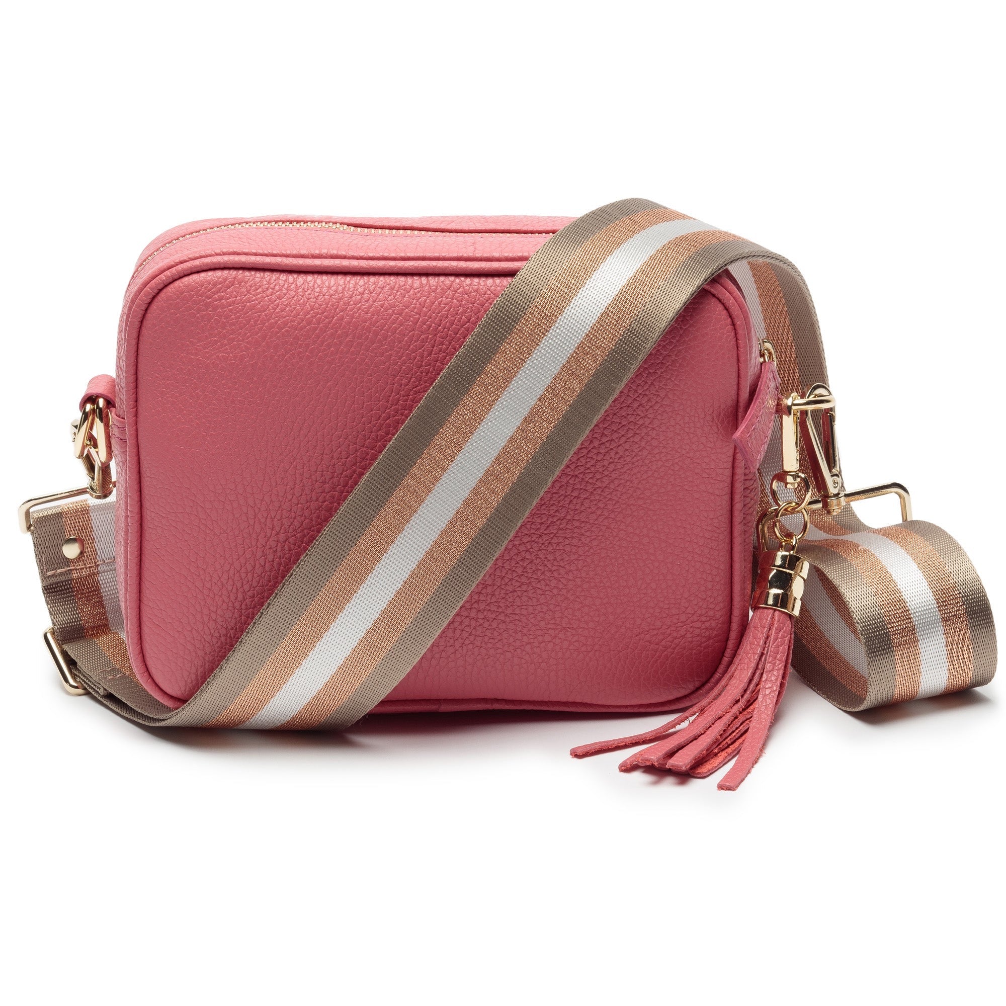 Elie Beaumont Designer CHAMPAGNE STRIPES Adjustable Crossbody Bag Strap (GOLD Fittings)