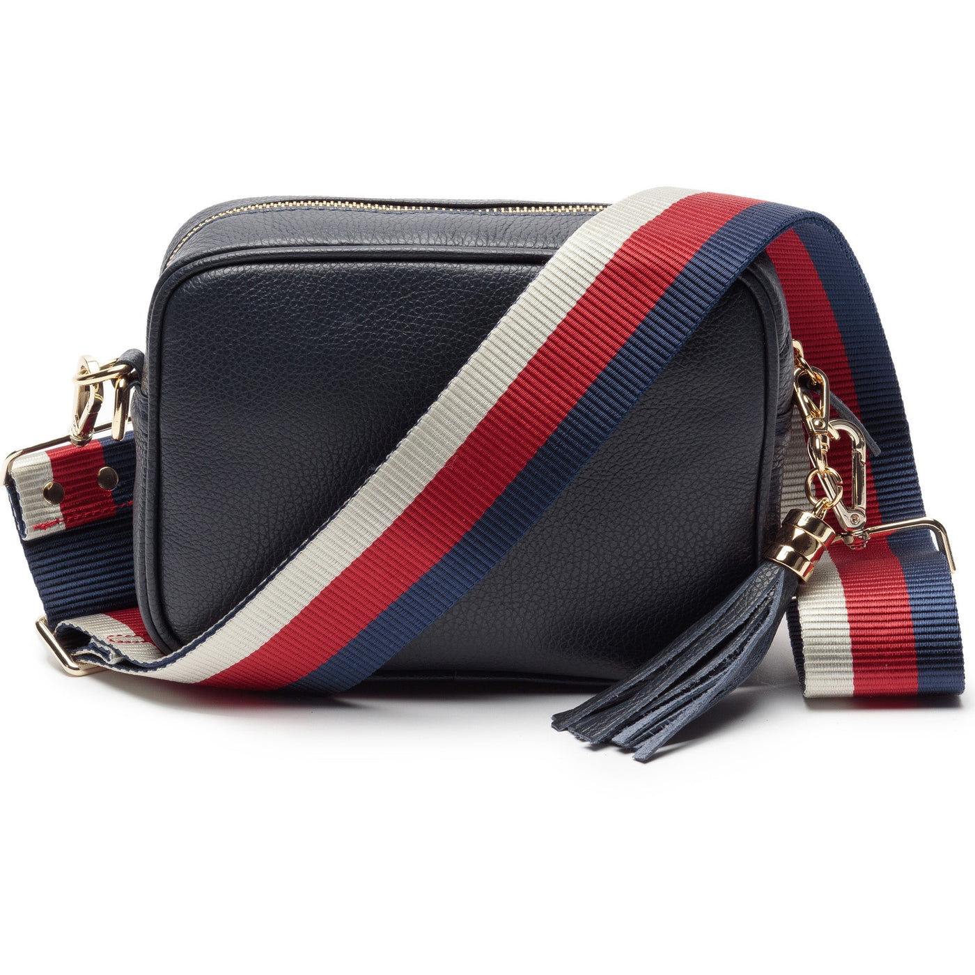 Elie Beaumont Designer Leather Crossbody Bag - Navy Blue (GOLD Fittings)