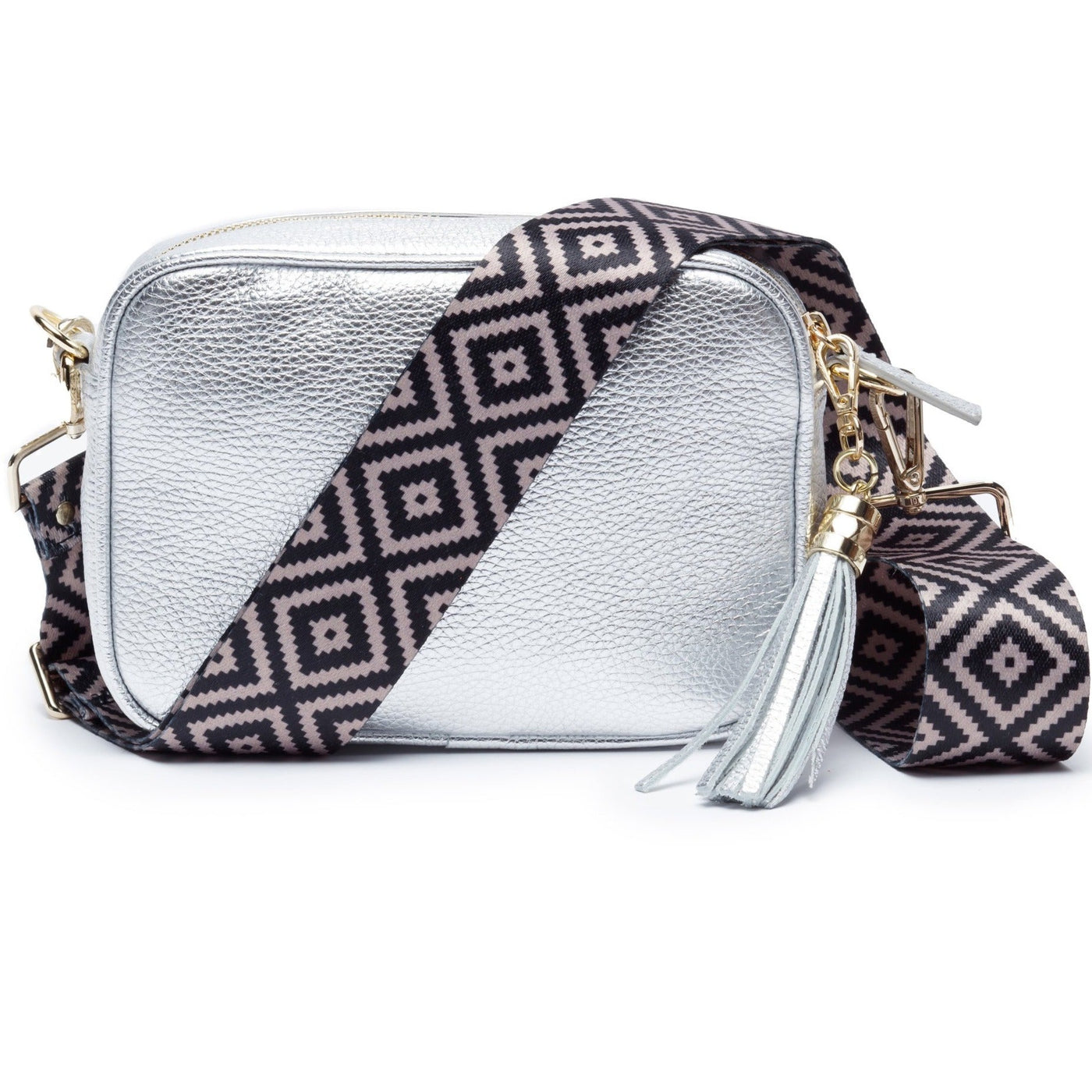 Elie Beaumont Designer Leather Crossbody Bag - Silver (GOLD Fittings)