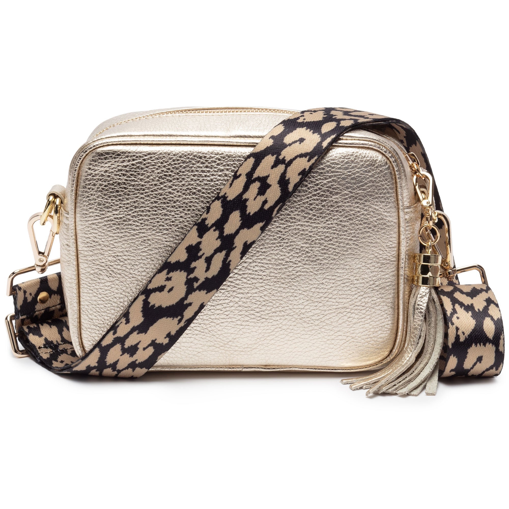 Elie Beaumont Designer LEOPARD Adjustable Crossbody Bag Strap (GOLD Fittings)