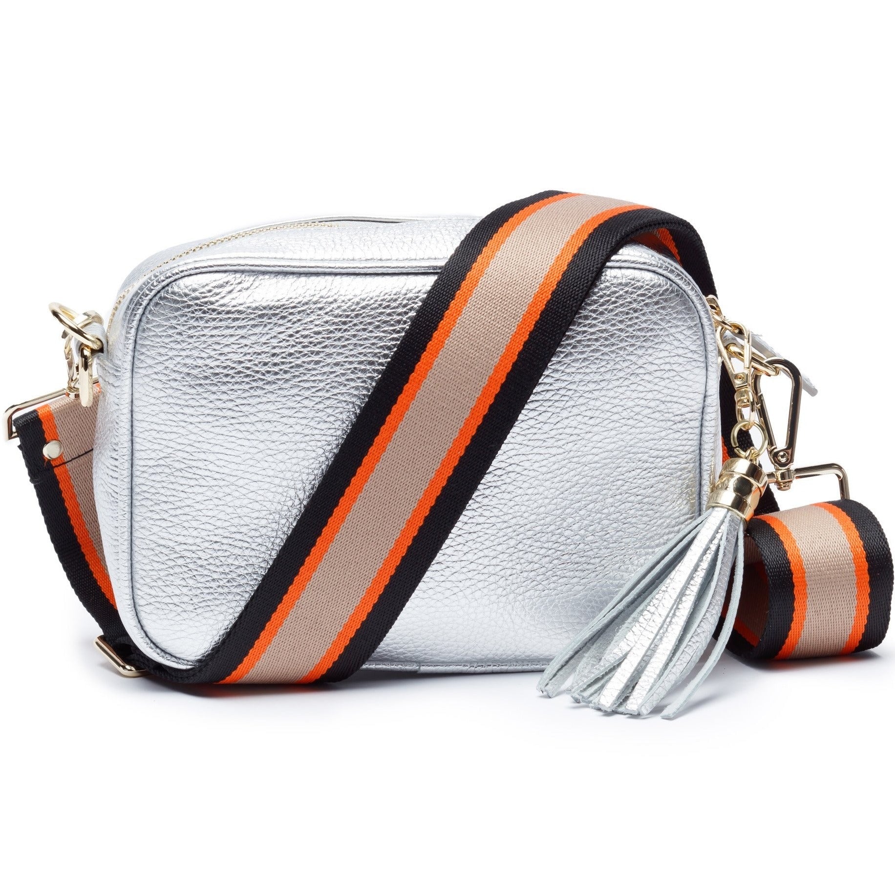 Elie Beaumont Designer ORANGE BLACK STRIPE Adjustable Crossbody Bag Strap