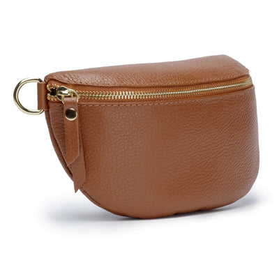 Elie Beaumont Designer Leather Sling Bag - Tan (GOLD Fittings)