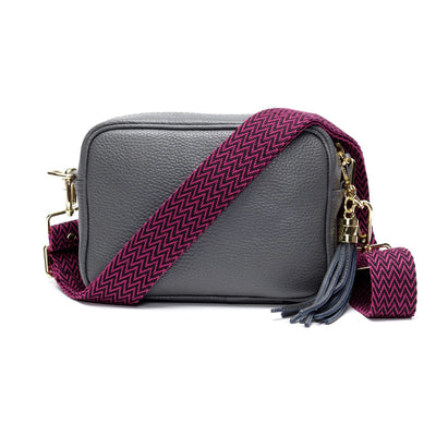 Elie Beaumont Designer PURPLE ZIGZAG Adjustable Crossbody Bag Strap (GOLD Fittings)