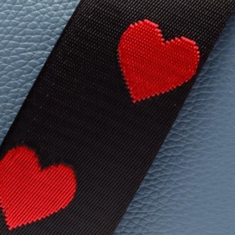 Black Bag Strap with Red Hearts