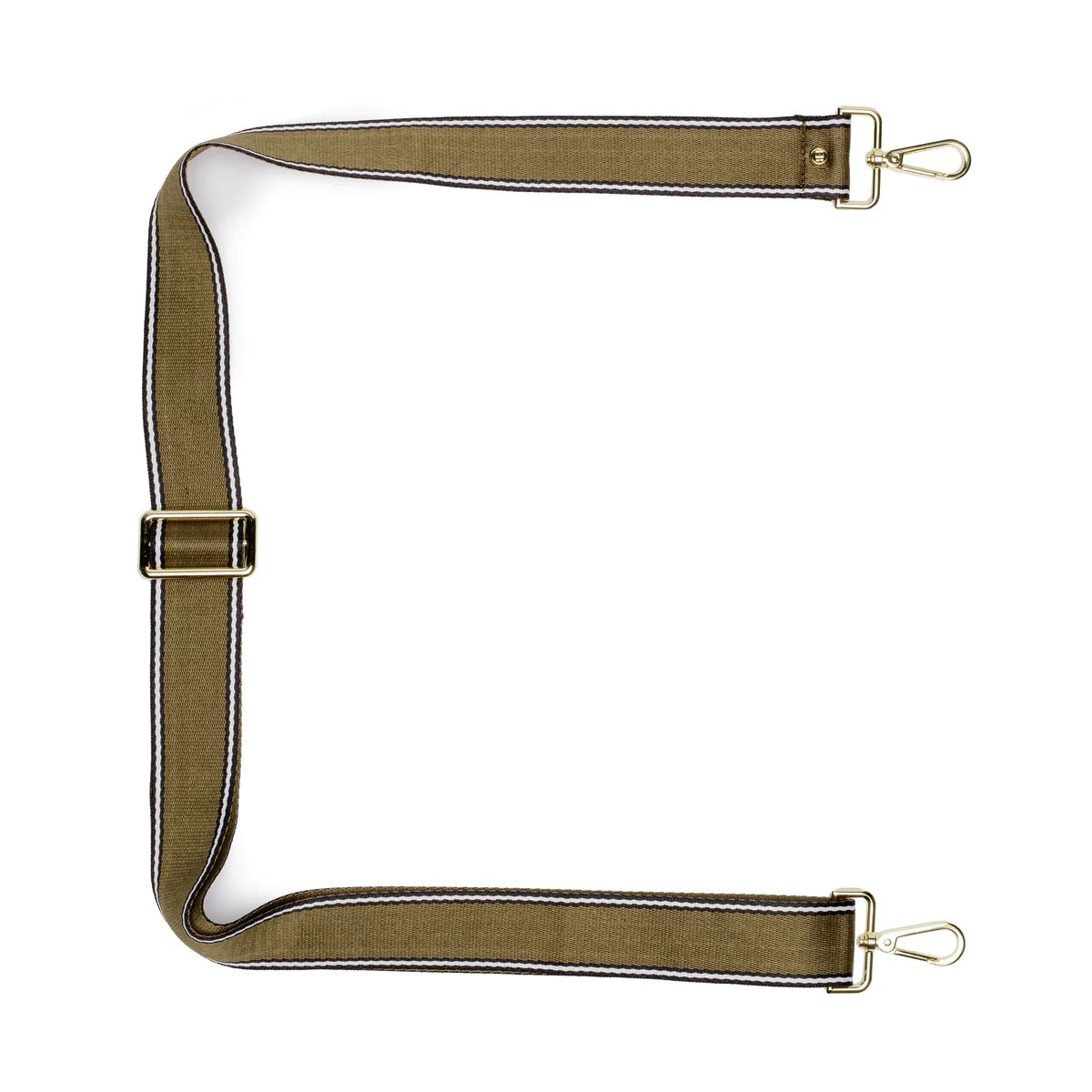 Elie Beaumont Designer OLIVE STRIPE Adjustable Crossbody Bag Strap (GOLD Fittings)