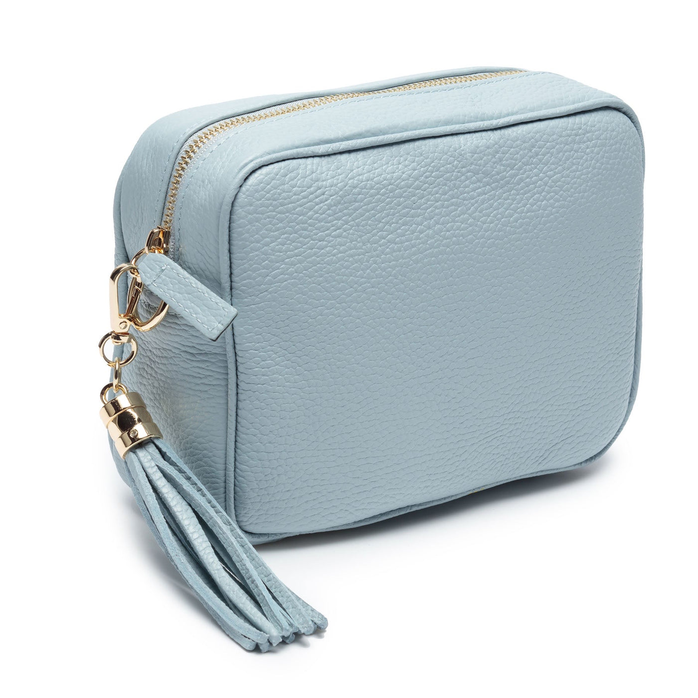 Elie Beaumont Designer Leather Crossbody Bag - Powder Blue (GOLD Fittings)