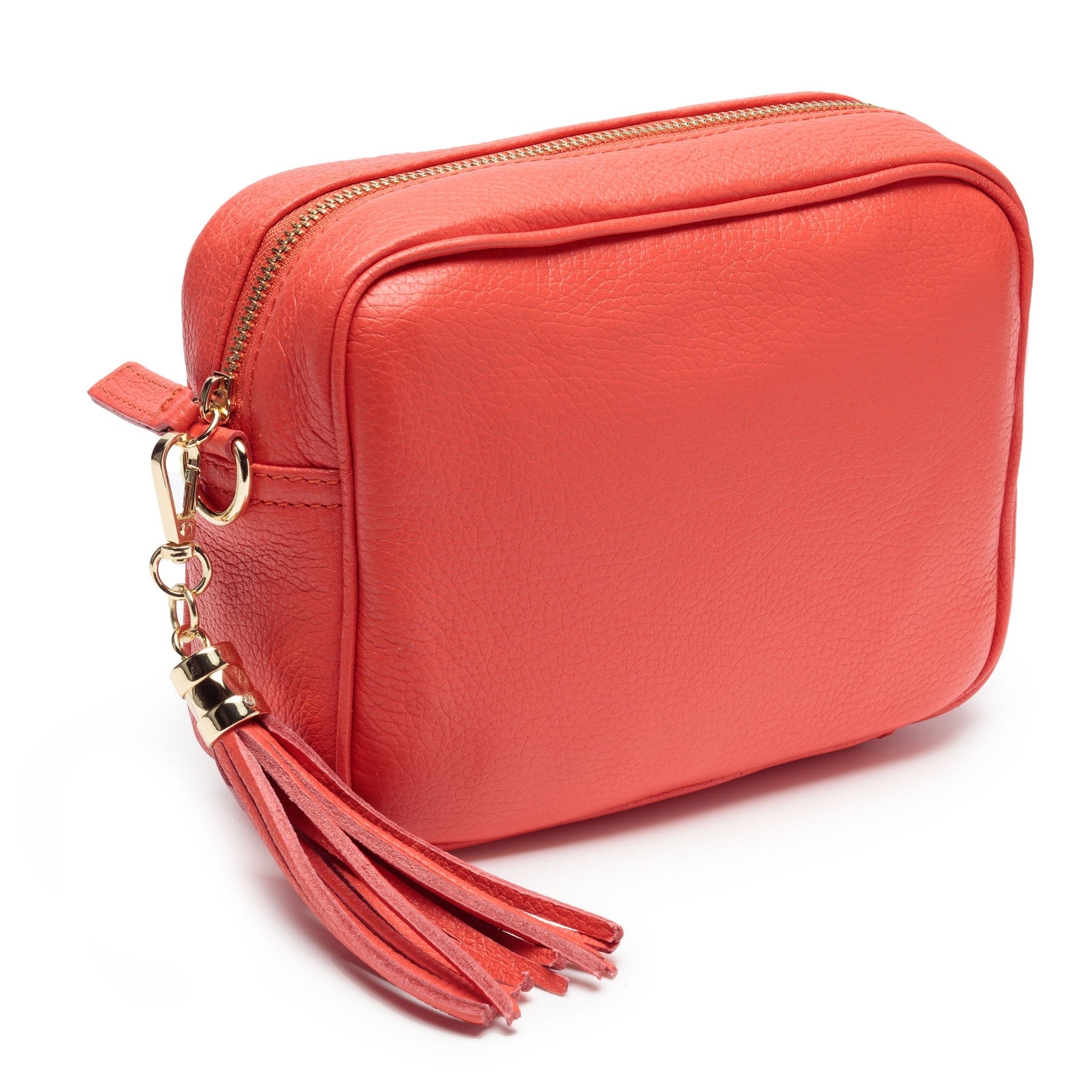 Elie Beaumont Designer Leather Crossbody Bag - Coral (GOLD Fittings)