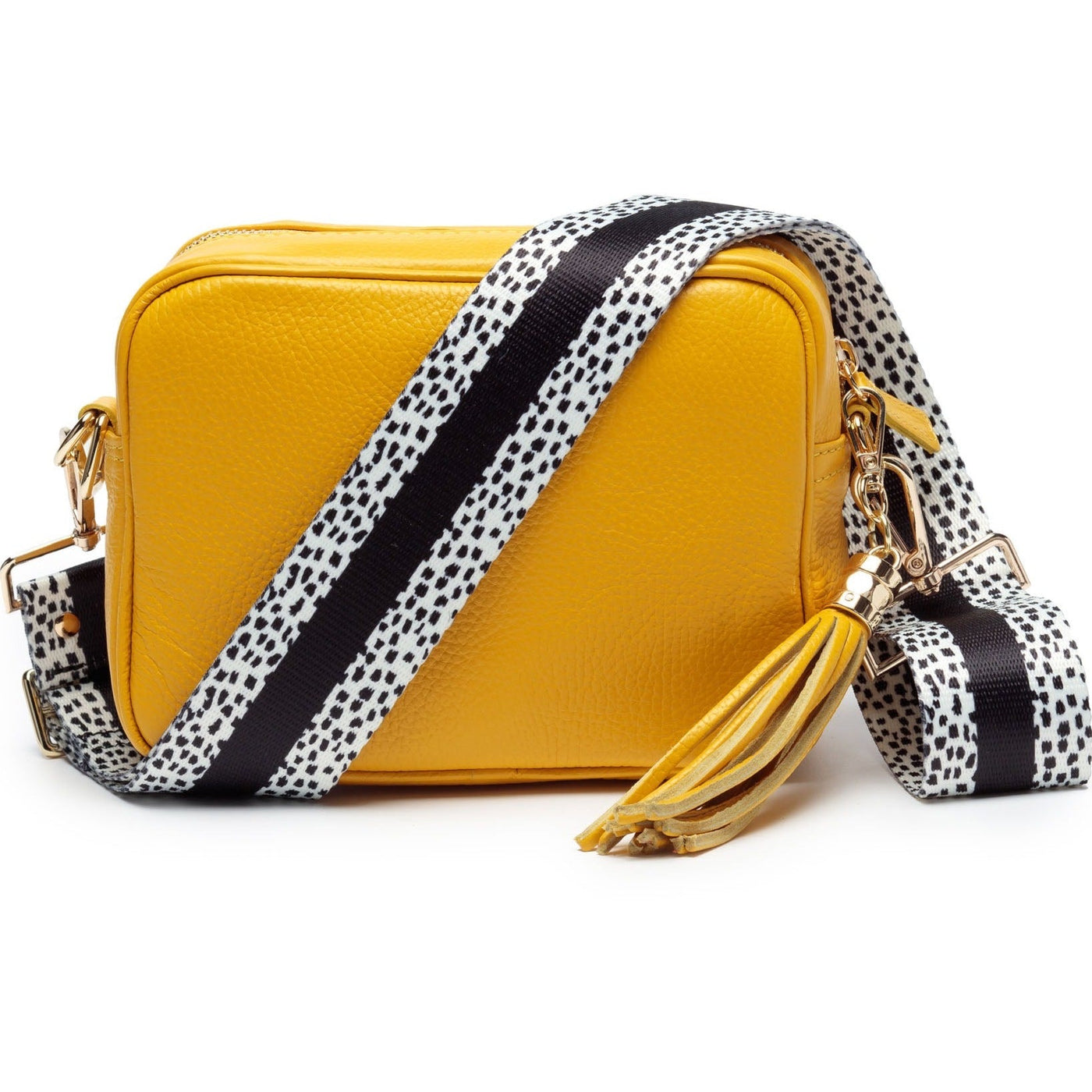 Elie Beaumont Designer BLACK DALMATIAN Adjustable Crossbody Bag Strap (GOLD Fittings)