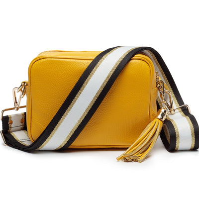 Elie Beaumont Designer Leather Crossbody Bag - Yellow (GOLD Fittings)