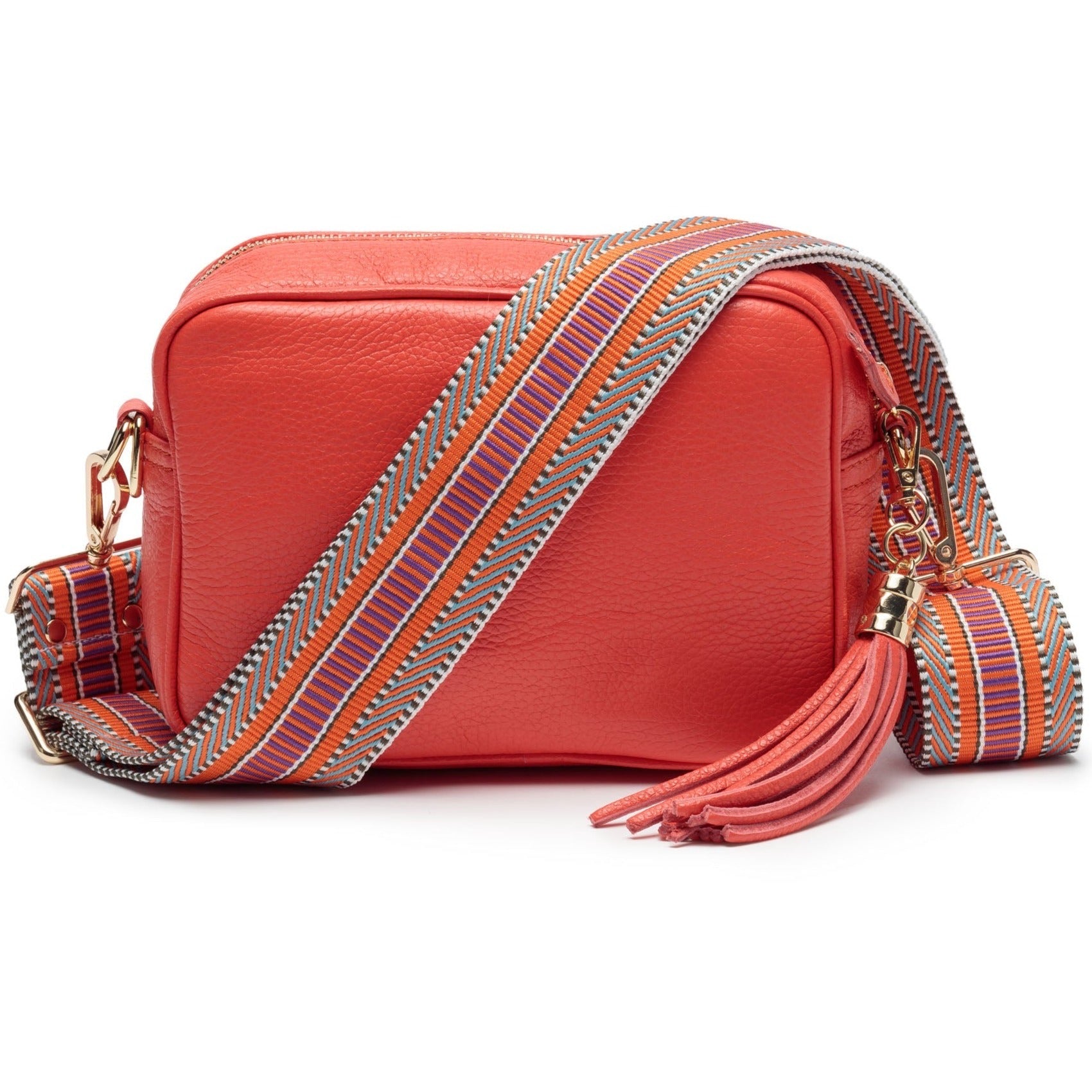 Elie Beaumont Designer Leather Crossbody Bag - Coral (GOLD Fittings)