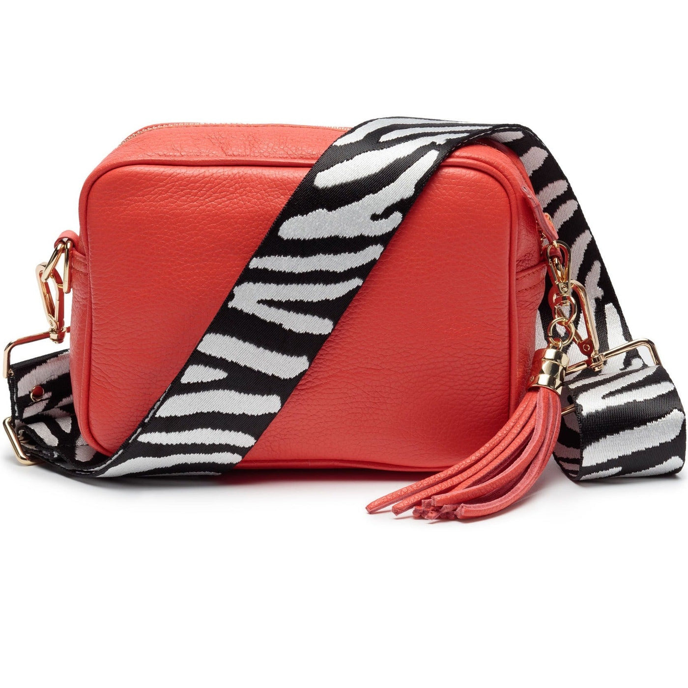 Elie Beaumont Designer Leather Crossbody Bag - Coral (GOLD Fittings)