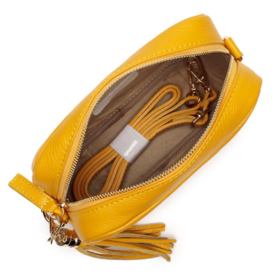 Elie Beaumont Designer Leather Crossbody Bag - Yellow (GOLD Fittings)