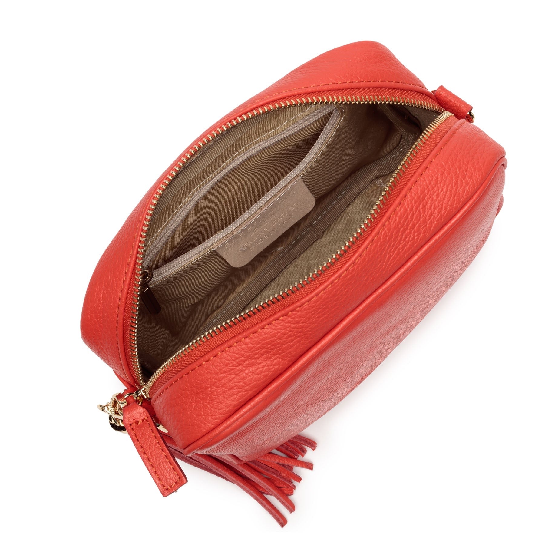 Elie Beaumont Designer Leather Crossbody Bag - Coral (GOLD Fittings)