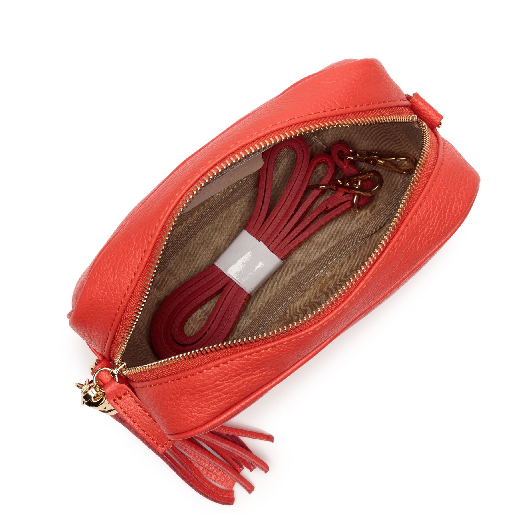 Elie Beaumont Designer Leather Crossbody Bag - Coral (GOLD Fittings)