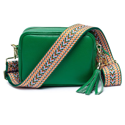 Elie Beaumont Designer Leather Crossbody Bag - Emerald (Bright Green) GOLD Fittings