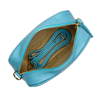 Elie Beaumont Designer Leather Crossbody Bag - Aqua (GOLD Fittings)