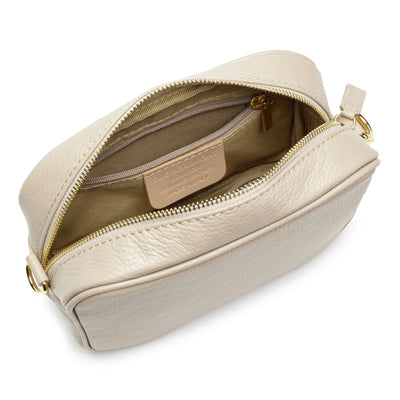 Elie Beaumont Designer Leather Crossbody Bag - Biscuit (GOLD Fittings)