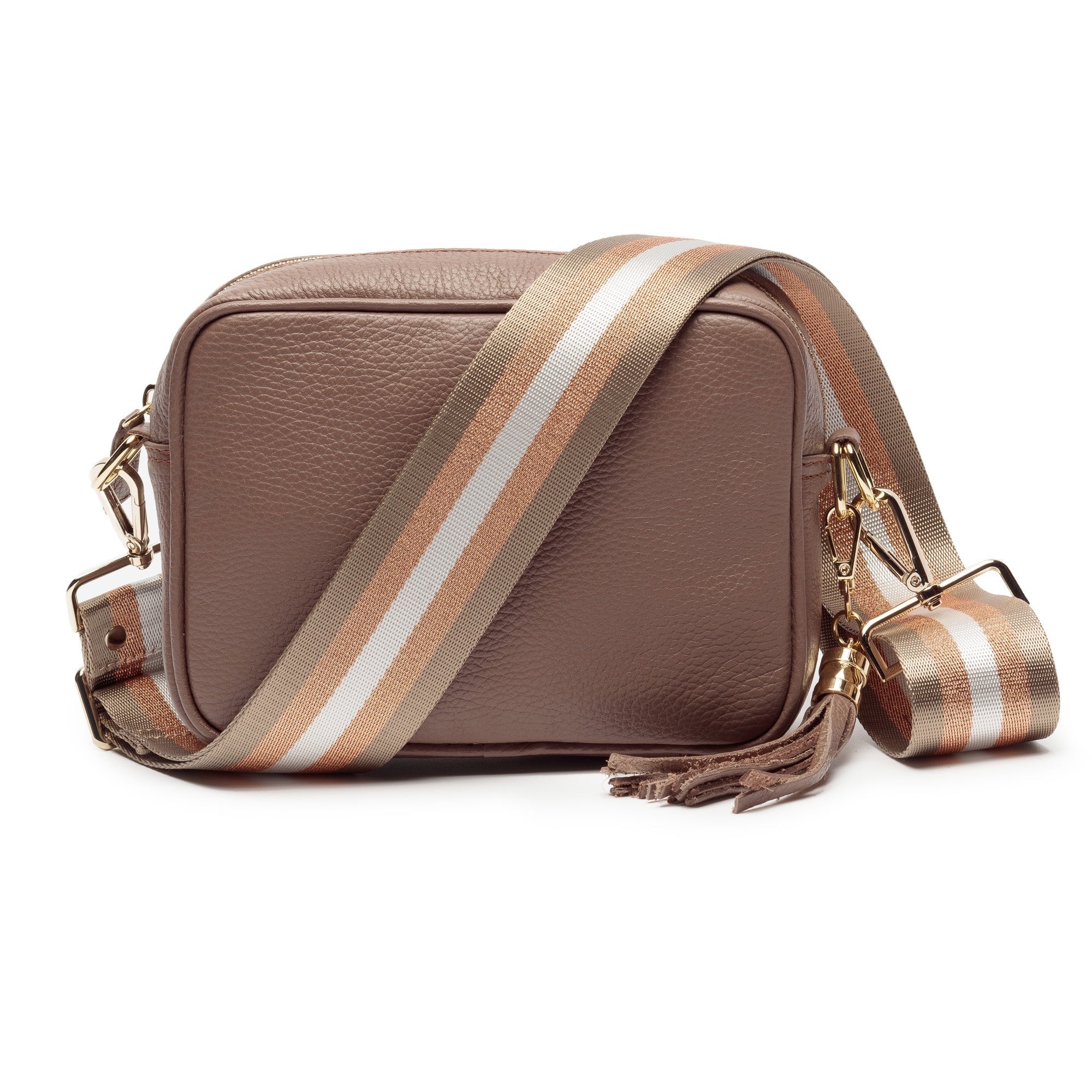Elie Beaumont Designer CHAMPAGNE STRIPES Adjustable Crossbody Bag Strap (GOLD Fittings)