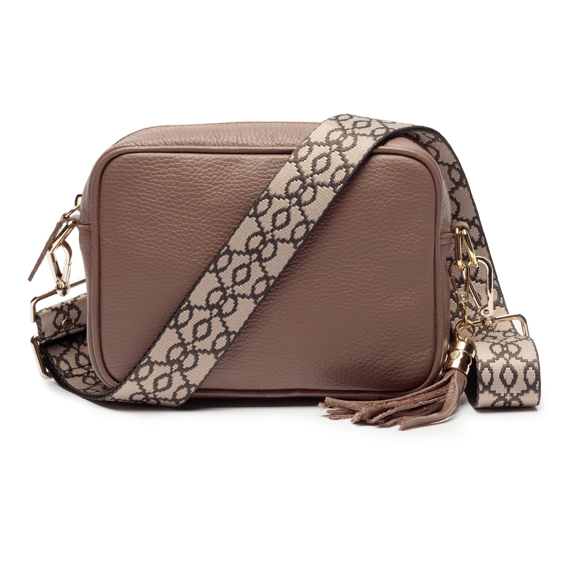 Elie Beaumont Designer Leather Crossbody Bag - Taupe (GOLD Fittings)