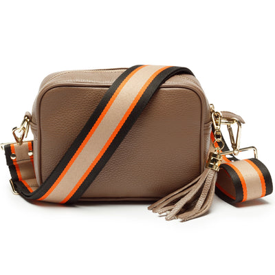 Elie Beaumont Designer ORANGE BLACK STRIPE Adjustable Crossbody Bag Strap