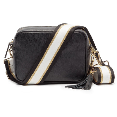 Elie Beaumont Designer Leather Crossbody Bag - Black (GOLD Fittings)
