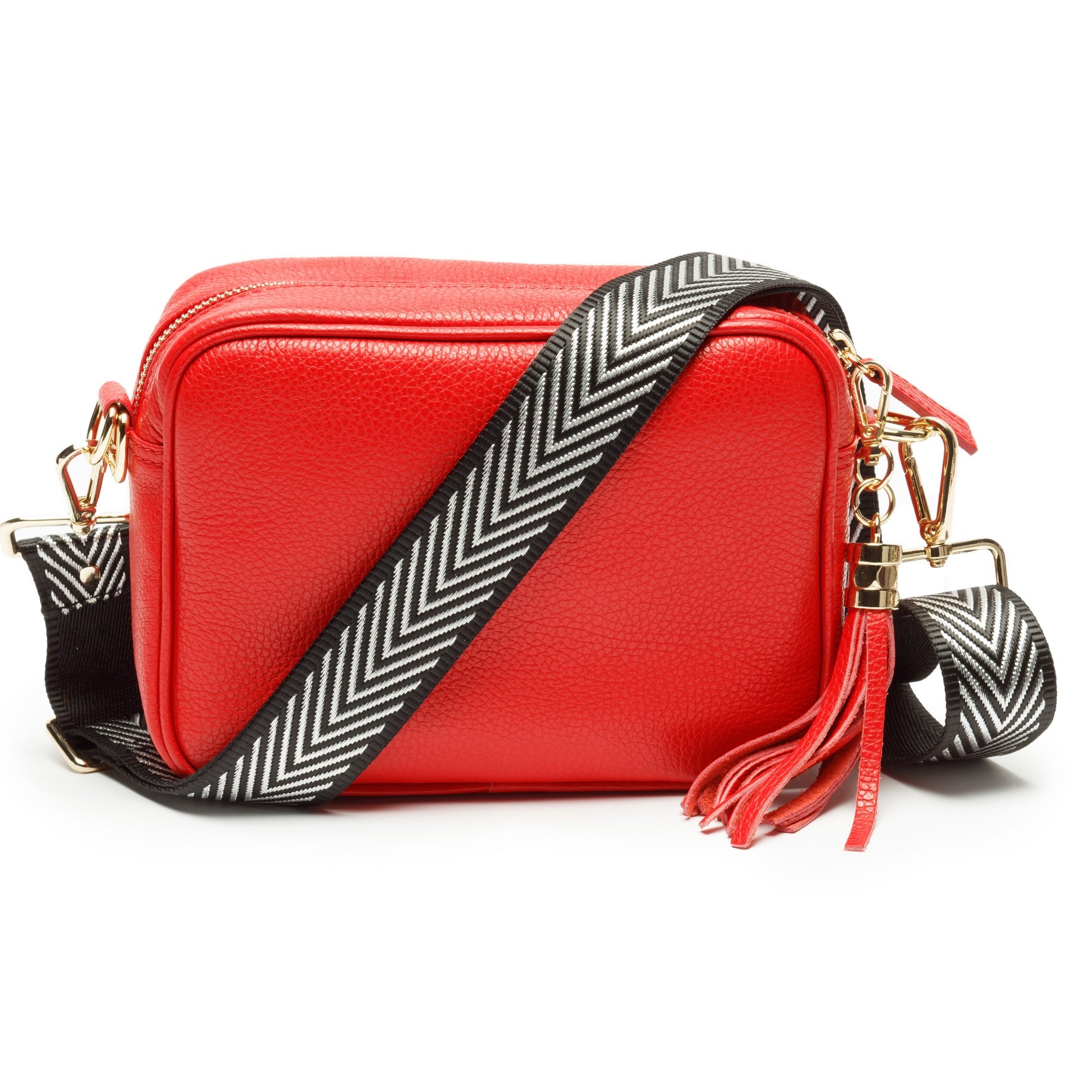 Elie Beaumont Designer SILVER/BLACK CHEVRON Adjustable Crossbody Bag Strap - GOLD Fittings