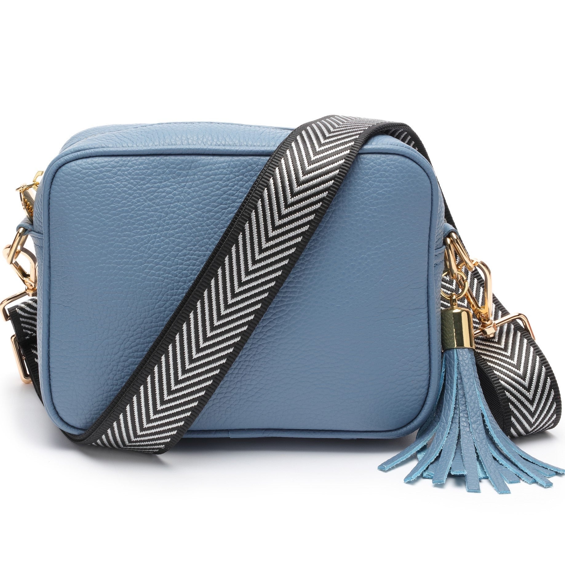 Elie Beaumont Designer SILVER/BLACK CHEVRON Adjustable Crossbody Bag Strap - GOLD Fittings